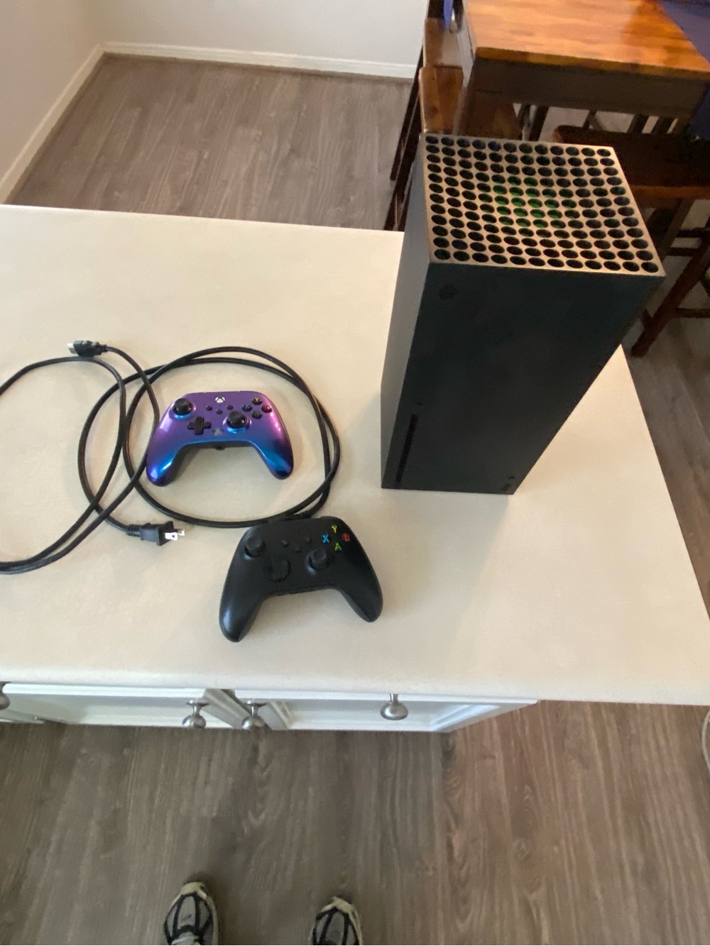 Xbox Series X Console with Black and Purple Gradient Wireless Controllers